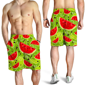 Yummy Watermelon Pieces Pattern Print Men's Shorts