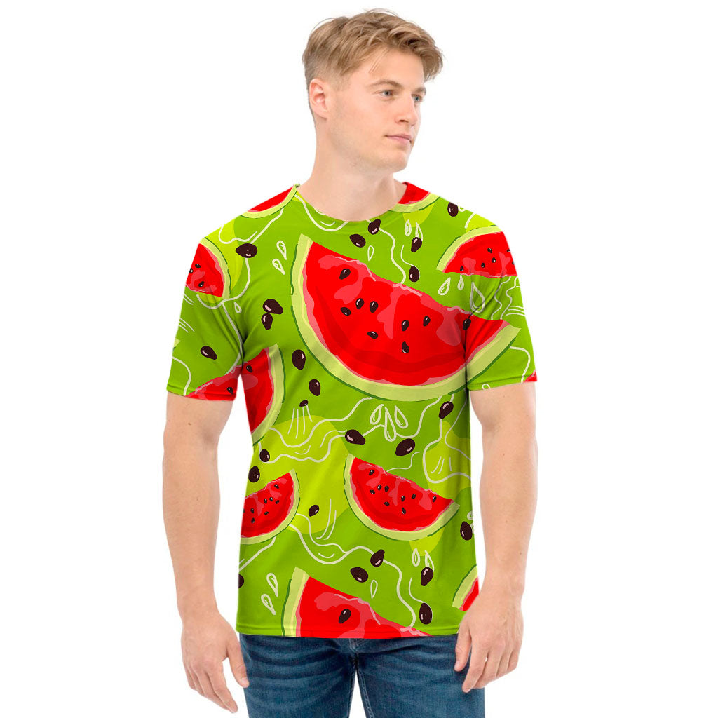 Yummy Watermelon Pieces Pattern Print Men's T-Shirt