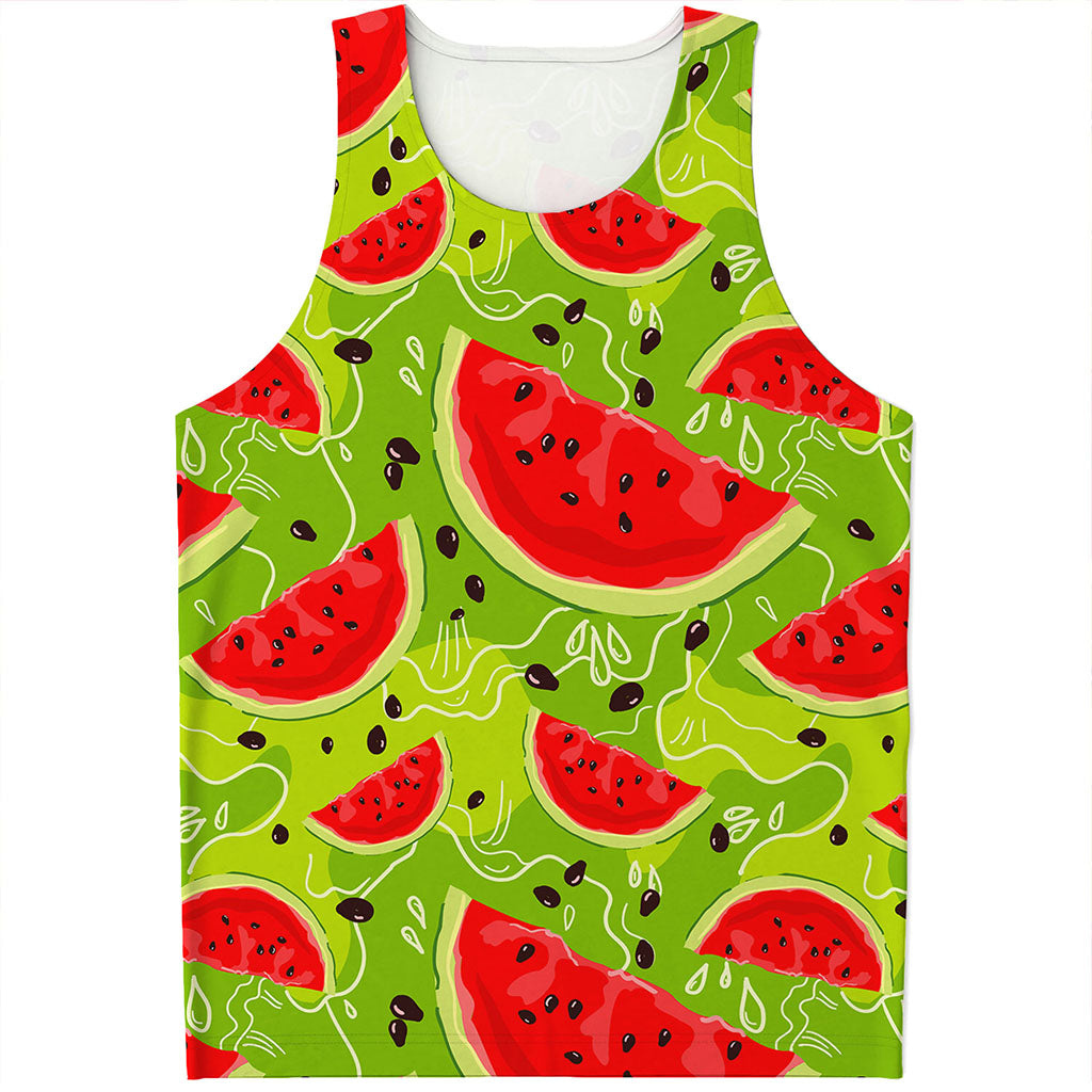 Yummy Watermelon Pieces Pattern Print Men's Tank Top