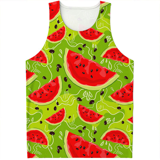 Yummy Watermelon Pieces Pattern Print Men's Tank Top