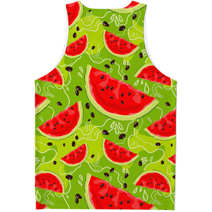 Yummy Watermelon Pieces Pattern Print Men's Tank Top