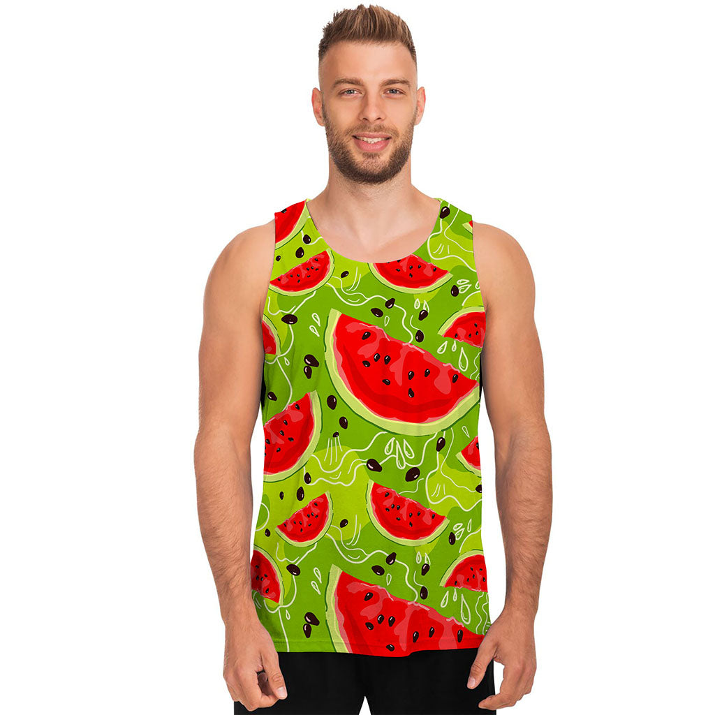 Yummy Watermelon Pieces Pattern Print Men's Tank Top