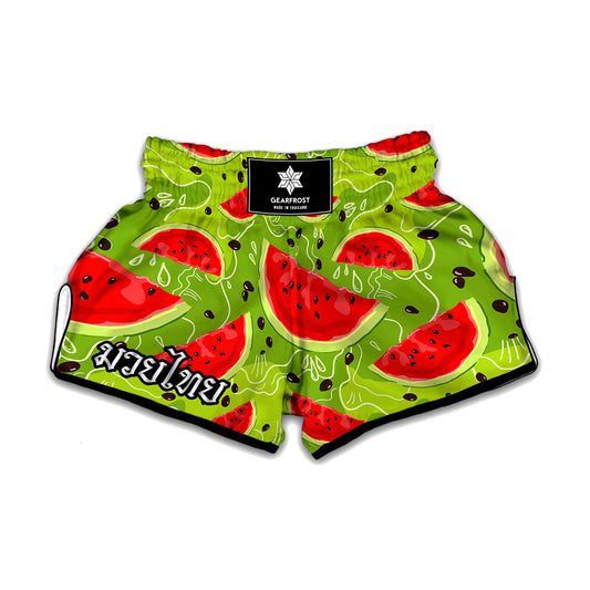 Yummy Watermelon Pieces Pattern Print Muay Thai Boxing Shorts