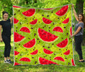 Yummy Watermelon Pieces Pattern Print Quilt