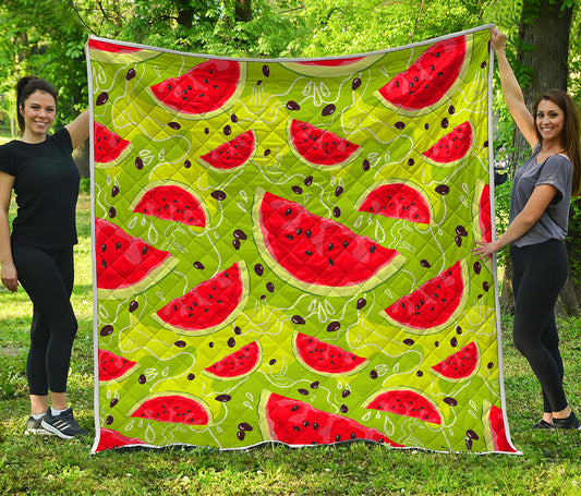 Yummy Watermelon Pieces Pattern Print Quilt