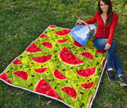 Yummy Watermelon Pieces Pattern Print Quilt