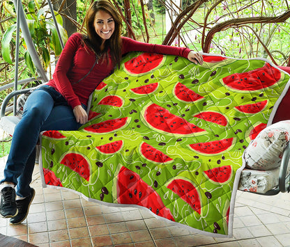 Yummy Watermelon Pieces Pattern Print Quilt