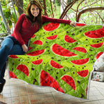 Yummy Watermelon Pieces Pattern Print Quilt