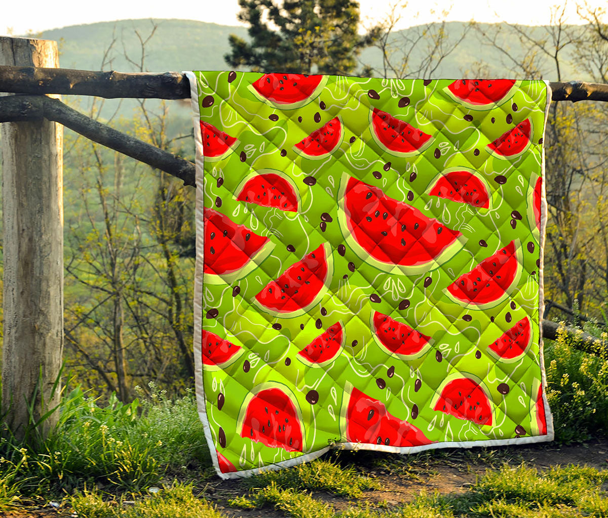 Yummy Watermelon Pieces Pattern Print Quilt
