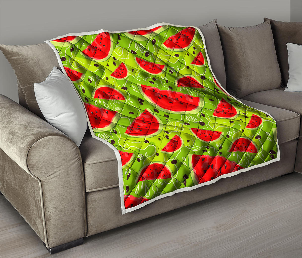 Yummy Watermelon Pieces Pattern Print Quilt
