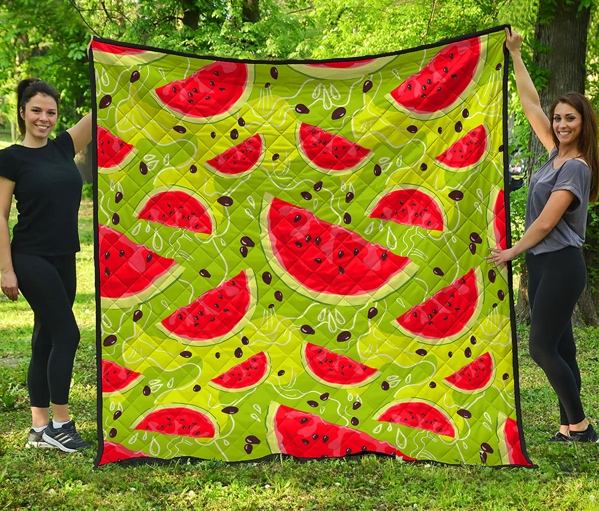 Yummy Watermelon Pieces Pattern Print Quilt