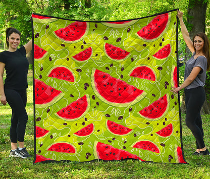 Yummy Watermelon Pieces Pattern Print Quilt