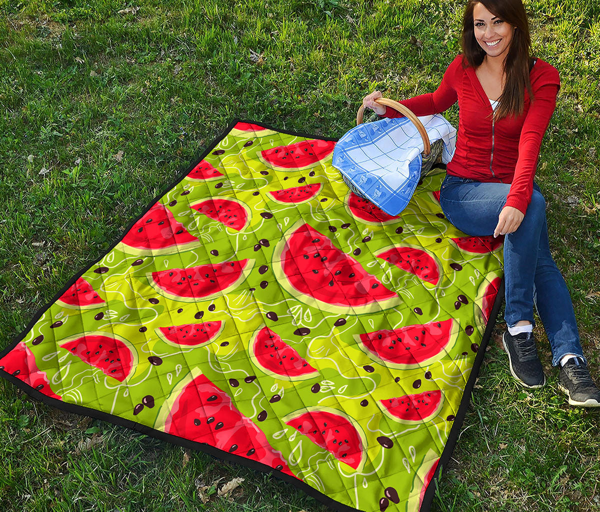 Yummy Watermelon Pieces Pattern Print Quilt