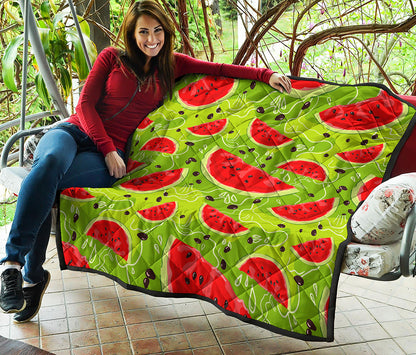 Yummy Watermelon Pieces Pattern Print Quilt