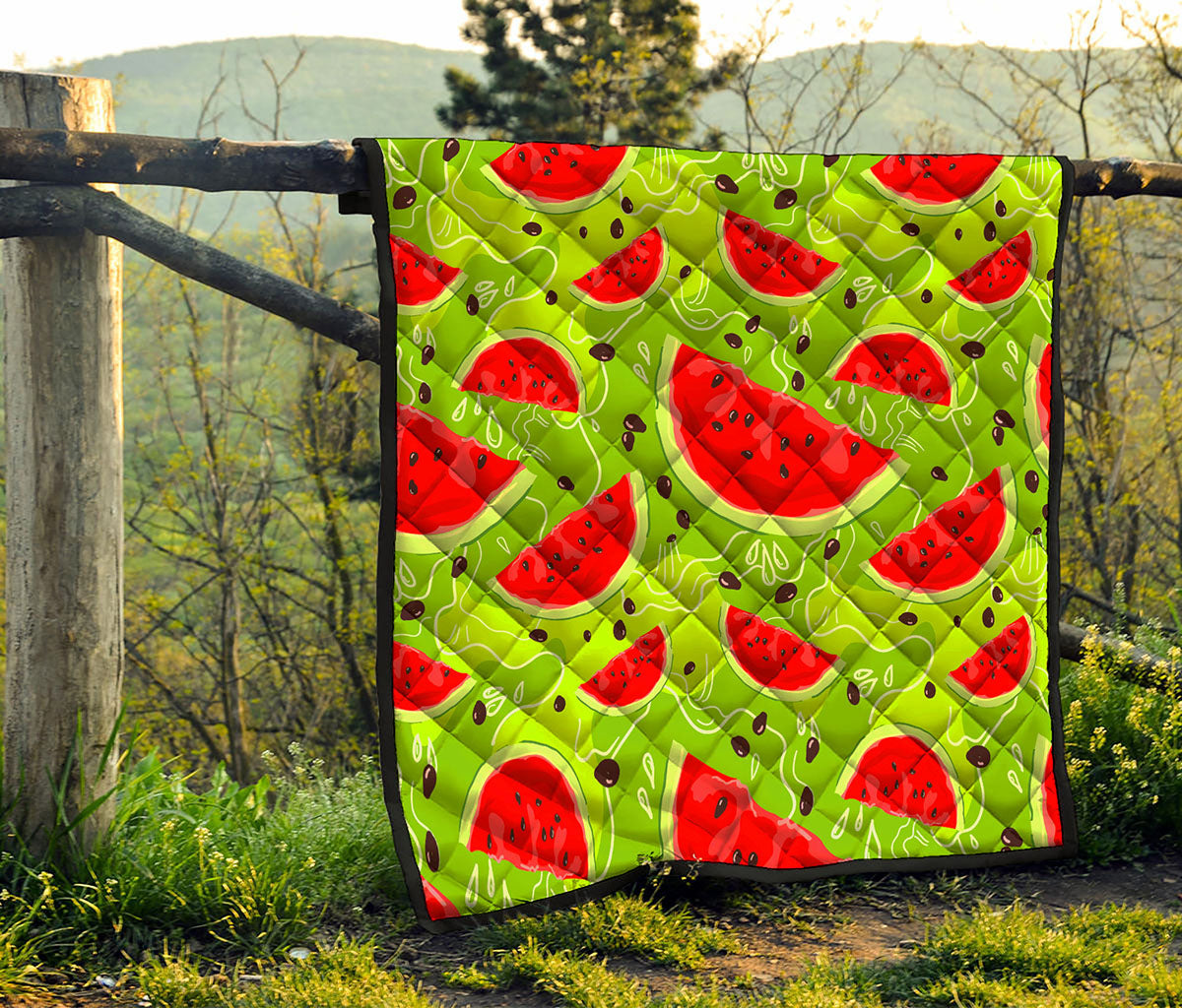 Yummy Watermelon Pieces Pattern Print Quilt
