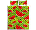 Yummy Watermelon Pieces Pattern Print Quilt Bed Set