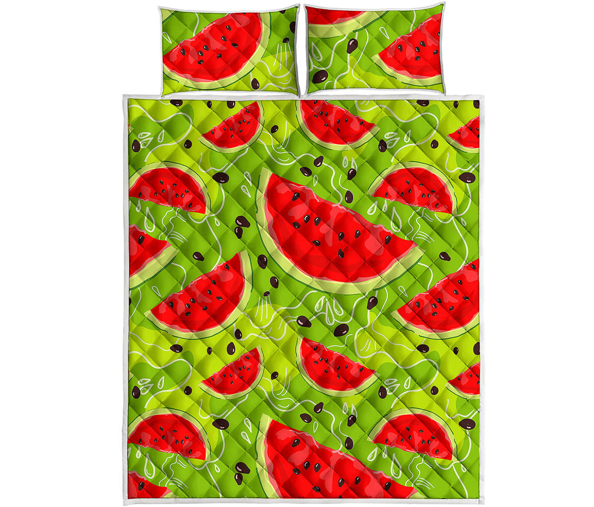 Yummy Watermelon Pieces Pattern Print Quilt Bed Set
