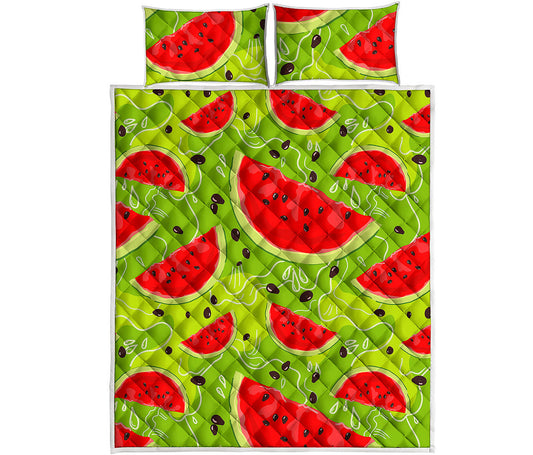 Yummy Watermelon Pieces Pattern Print Quilt Bed Set