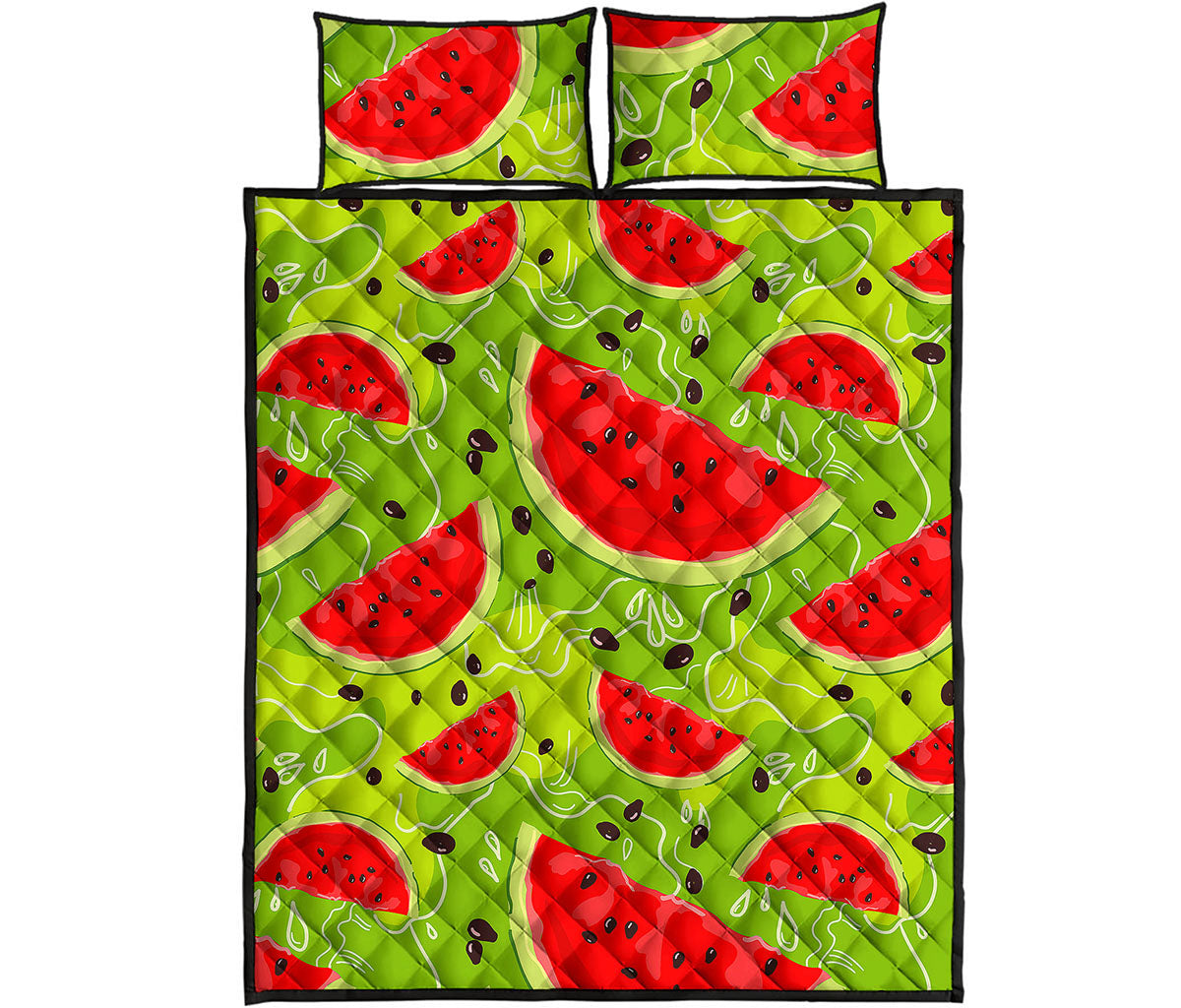 Yummy Watermelon Pieces Pattern Print Quilt Bed Set