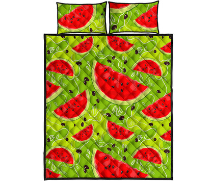 Yummy Watermelon Pieces Pattern Print Quilt Bed Set