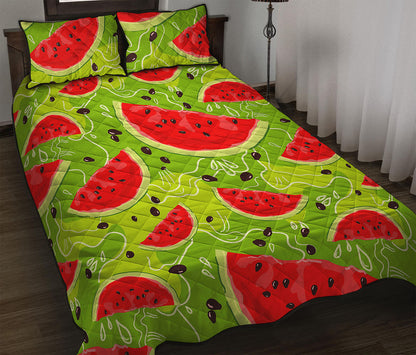Yummy Watermelon Pieces Pattern Print Quilt Bed Set