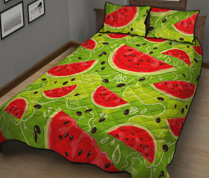Yummy Watermelon Pieces Pattern Print Quilt Bed Set