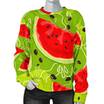 Yummy Watermelon Pieces Pattern Print Women's Crewneck Sweatshirt GearFrost