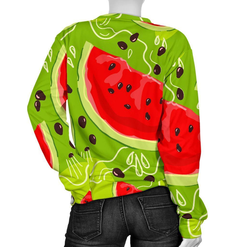 Yummy Watermelon Pieces Pattern Print Women's Crewneck Sweatshirt GearFrost