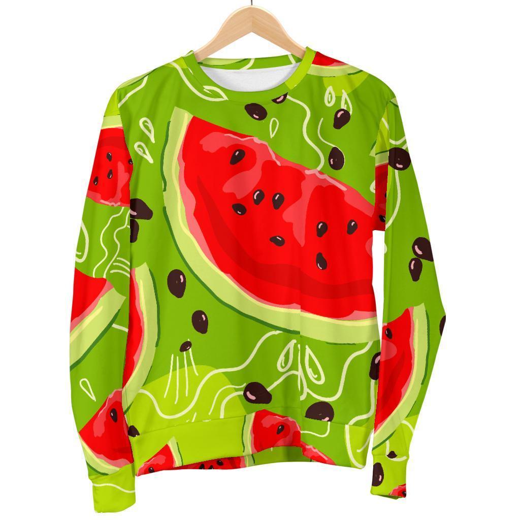 Yummy Watermelon Pieces Pattern Print Women's Crewneck Sweatshirt GearFrost