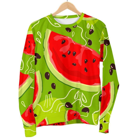 Yummy Watermelon Pieces Pattern Print Women's Crewneck Sweatshirt GearFrost