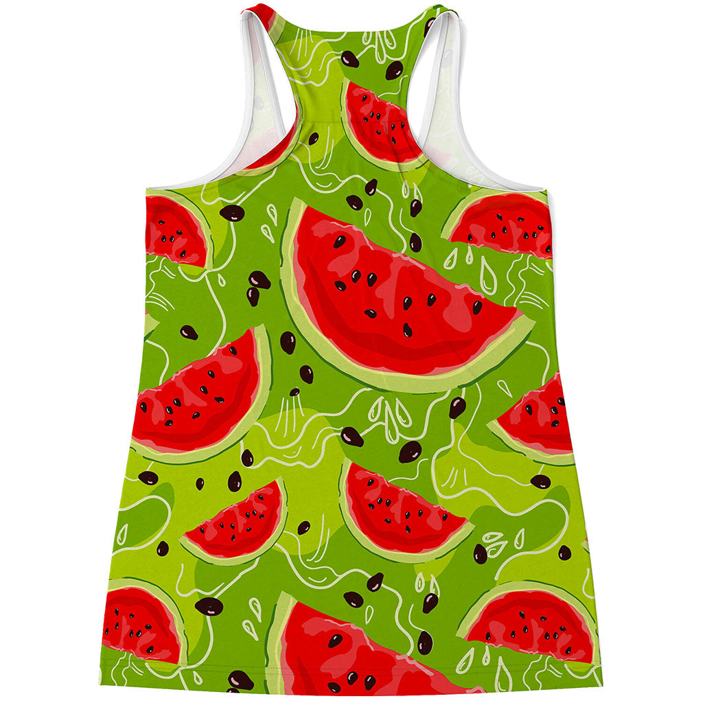 Yummy Watermelon Pieces Pattern Print Women's Racerback Tank Top