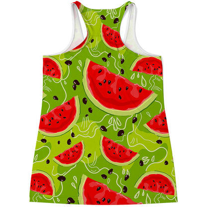 Yummy Watermelon Pieces Pattern Print Women's Racerback Tank Top