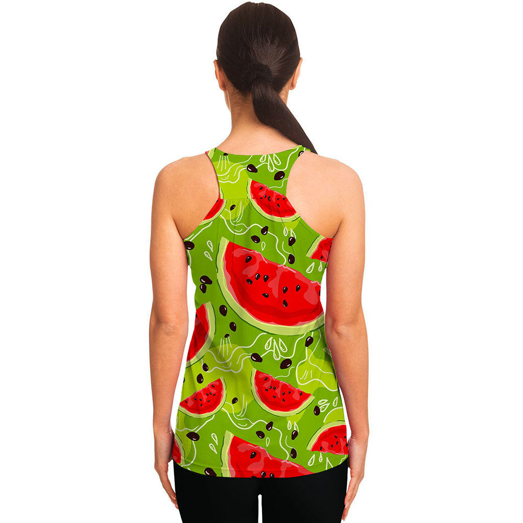 Yummy Watermelon Pieces Pattern Print Women's Racerback Tank Top