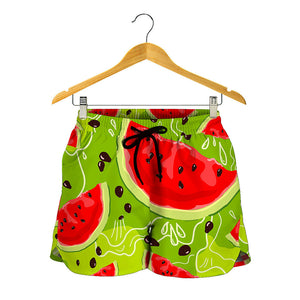 Yummy Watermelon Pieces Pattern Print Women's Shorts