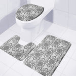 Zentangle Floral Pattern Print 3 Piece Bath Mat Set