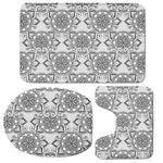 Zentangle Floral Pattern Print 3 Piece Bath Mat Set