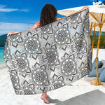 Zentangle Floral Pattern Print Beach Sarong Wrap