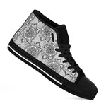 Zentangle Floral Pattern Print Black High Top Shoes