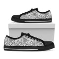 Zentangle Floral Pattern Print Black Low Top Sneakers