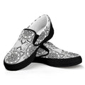 Zentangle Floral Pattern Print Black Slip On Sneakers
