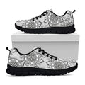 Zentangle Floral Pattern Print Black Running Shoes