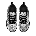 Zentangle Floral Pattern Print Black Sneakers