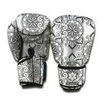 Zentangle Floral Pattern Print Boxing Gloves