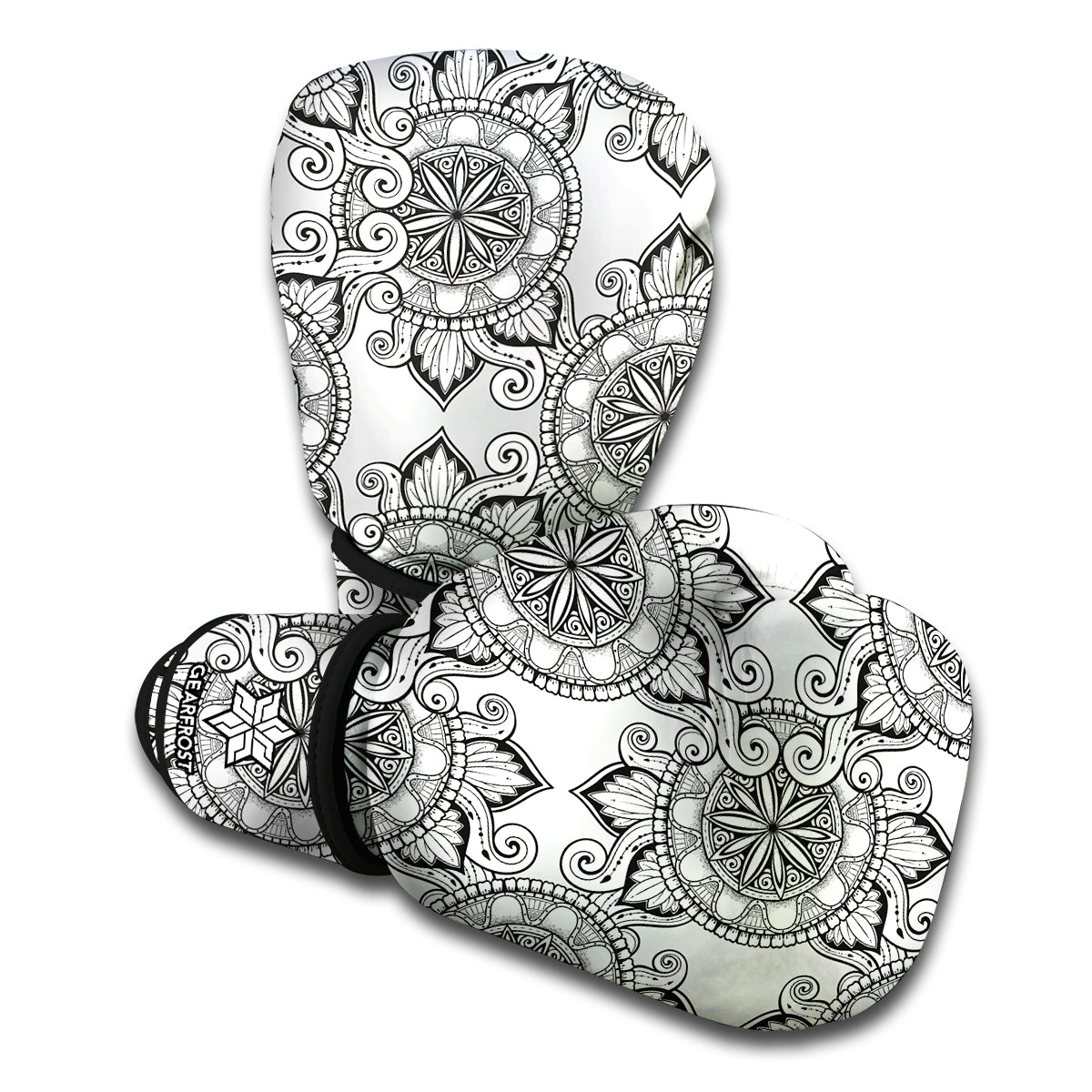 Zentangle Floral Pattern Print Boxing Gloves