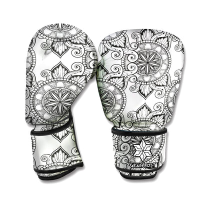 Zentangle Floral Pattern Print Boxing Gloves