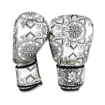 Zentangle Floral Pattern Print Boxing Gloves