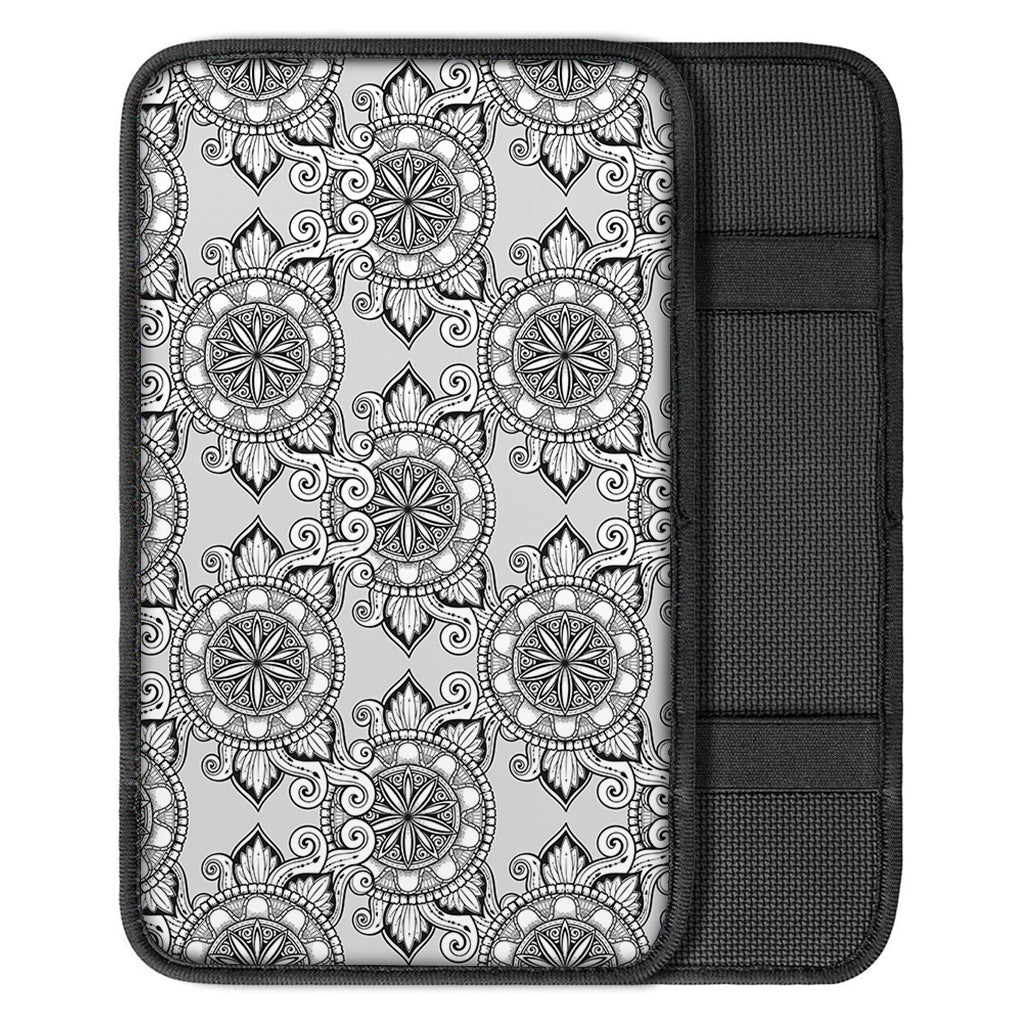 Zentangle Floral Pattern Print Car Center Console Cover