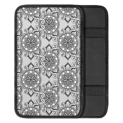 Zentangle Floral Pattern Print Car Center Console Cover
