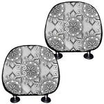 Zentangle Floral Pattern Print Car Headrest Covers