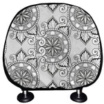 Zentangle Floral Pattern Print Car Headrest Covers